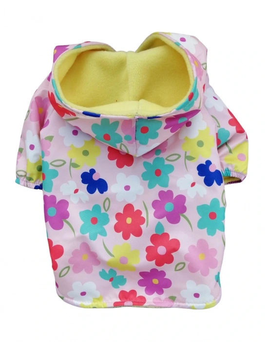 Renkli Çiçek Desenli Su Geçirmez Kedi Köpek Yağmurluğu