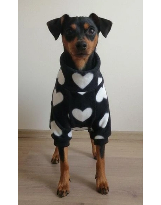 Sevimli  Beyaz Kalpli Köpek Tulum - Kalın Polar