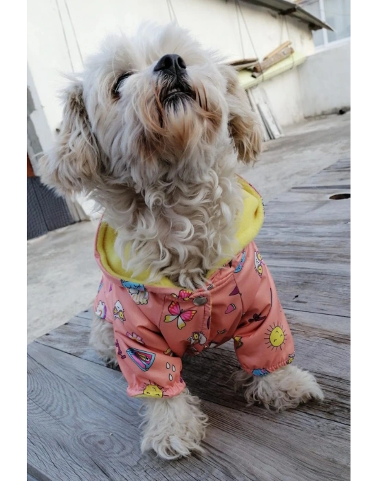 Yavru Ağzı Unicorn Desenli Peluş Kapüşonlu Köpek Montu