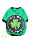Boston Desenli Yeşil %100 Pamuk Kumaş Kedi Köpek Kıyafeti & Elbisesi Sweatshirt