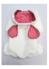 Beyaz Peluş Kulaklı %100 Pamuk Kumaş Kedi Köpek Kıyafeti & Elbisesi Kapüşonlu Sweatshirt