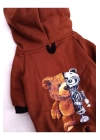BearRobo İçi Polarlı Kahverengi %100 Pamuk Kumaş Köpek Kıyafeti Kapüşonlu Sweatshirt