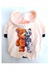 BearRobo İçi Polarlı Krem %100 Pamuk Kumaş Köpek Kıyafeti Kapüşonlu Sweatshirt