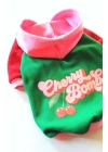 Pembe Vişne Kapüşonlu Köpek Sweatshirt