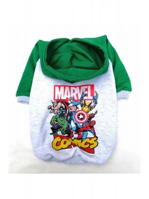 Gri Baskılı %100 Pamuk Kumaş Kedi Köpek Kıyafeti & Elbisesi Kapüşonlu Sweatshirt