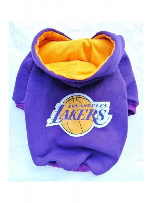 Lakers Baskılı Kedi Kapişonlu Kedi Köpek Kıyafeti Sweatshirt
