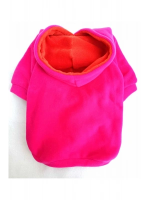 Pembe İçi Polarlı %100 Pamuk Kumaş Köpek Kıyafeti Kapüşonlu Sweatshirt