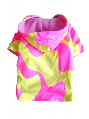 Su Geçirmez Pembe Kapüşonlu Içi Polarlı Köpek Yağmurluğu