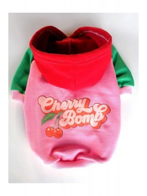 Pembe Vişne Kapüşonlu Köpek Sweatshirt