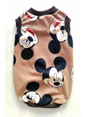 Karakter Baskılı Bej Kedi Köpek Atleti