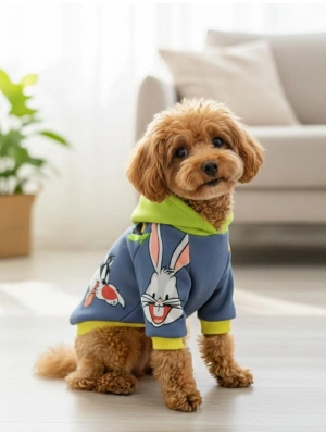 Kapüşonlu Desenli Köpek Sweatshirt – Sevimli Tasarım
