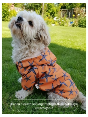 Deniz Yıldızı Baskılı Turuncu Köpek Yağmurluğu