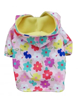 Renkli Çiçek Desenli Su Geçirmez Kedi Köpek Yağmurluğu