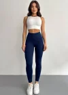 Lacivert Alo Yoga Şardonlu Sıkılaştırıcı Yüksek Bel Tayt