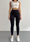 Siyah Alo Yoga Şardonlu Sıkılaştırıcı Yüksek Bel Tayt