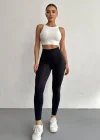 Siyah Alo Yoga Şardonlu Sıkılaştırıcı Yüksek Bel Tayt
