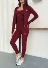 Bordo Alo Üçlü Dalgıç Taytlı Takım