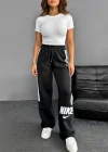 Siyah NK Biyeli Baggy Eşofman