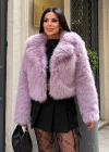 Lila Ceket Yaka Kısa İthal Kürk