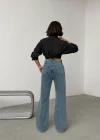 Mavi Wide Leg Yüksek Bel Jean Pantolon