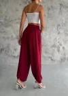 Bordo Oysho Modal Kumaş Şalvar Pantolon