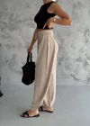 Krem Oysho Modal Kumaş Şalvar Pantolon