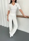 Beyaz Polo Yaka Ottoman İkili Takım