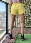 Sarı Bağcıklı Kot Şort