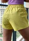 Sarı Bağcıklı Kot Şort