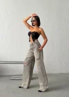 Grunge Stil Eskitme Efektli Geniş Paça Jean