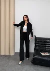 Siyah Oysho Model Tensel Kumaş Gömlekli İkili Takım