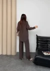 Kahve Oysho Model Tensel Kumaş Gömlekli İkili Takım