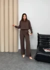 Kahve Oysho Model Tensel Kumaş Gömlekli İkili Takım
