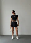 Siyah Alo Ribana Şort Etekli Takım