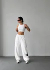Beyaz NK Stoperli Oversize Unisex Eşofman