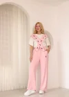 Pembe Polo Fularlı İkili Takım