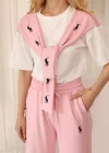 Pembe Polo Fularlı İkili Takım