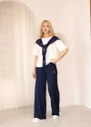 Lacivert Polo Fularlı İkili Takım