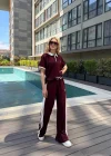 Bordo Polo Fermuar Yaka Modal İkili Takım