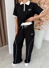 Siyah Alo Fermuar Yaka Biyeli Modal İkili Takım