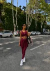 Bordo Polo Ribana Dalgıç Üçlü Takım