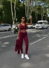 Bordo Polo Ribana Dalgıç Üçlü Takım