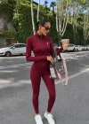 Bordo Polo Ribana Dalgıç Üçlü Takım