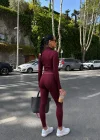 Bordo Polo Ribana Dalgıç Üçlü Takım