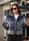 Antrasit NF İçi Astarlı Peluş Oversize Unisex Mont