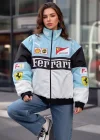 Bebe Mavi Ferrari İçi astarlı Unisex Bomber Ceket