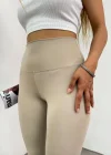 Bej Lock Dikiş Yüksek Bel Oysh Tayt
