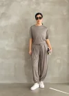 Bej Oysho Modal Kumaş Şalvar İkili Takım
