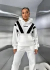 Beyaz Add Üç İplik Oversize Kapşonlu Sweat