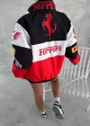 Beyaz Ferrari İçi astarlı Unisex Bomber Ceket